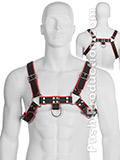 Genuine Leather BDSM Top Harness Black/Red